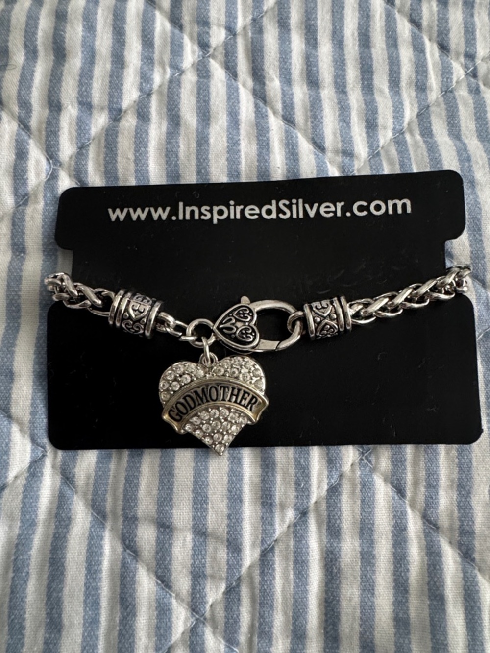 Silver Heart Godmother Charm Bracelet